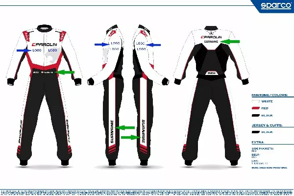COMBINAISON SPARCO PRIME K AVEC LOGOS COMPLETS